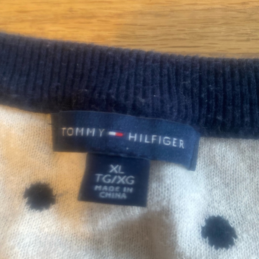 Tommy Hilfiger Polka Dot Crew Neck Sweater Blue White Women’s XL preloved - Picture 2 of 9